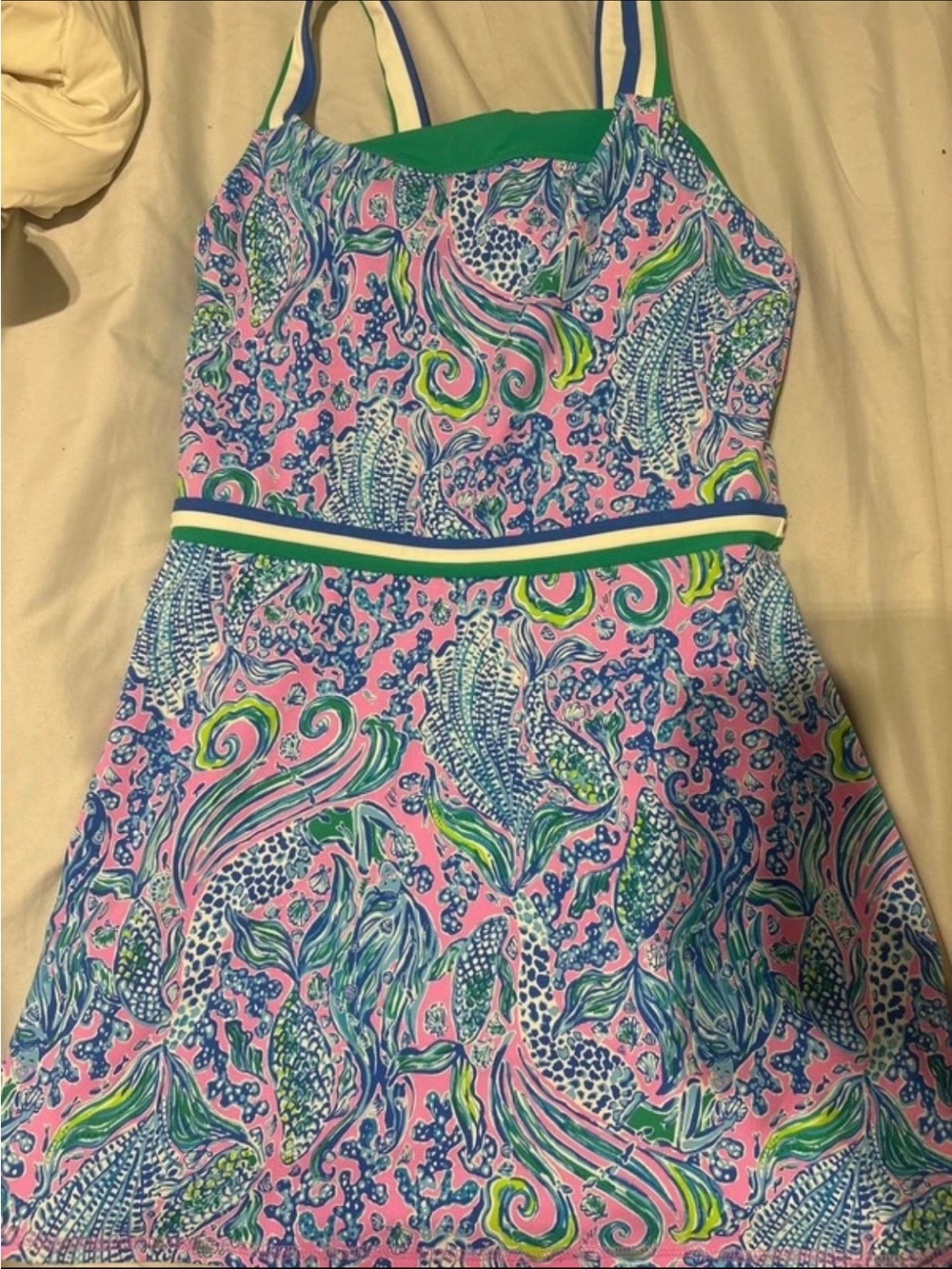 Lilly Pulitzer Pink Blue Green Print Midi Dress
